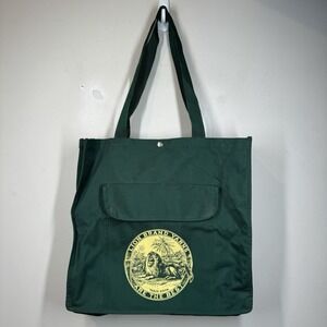 Lion Brand Yarns Green Canvas Needlepoint Knitting Crochet Tote Project Bag